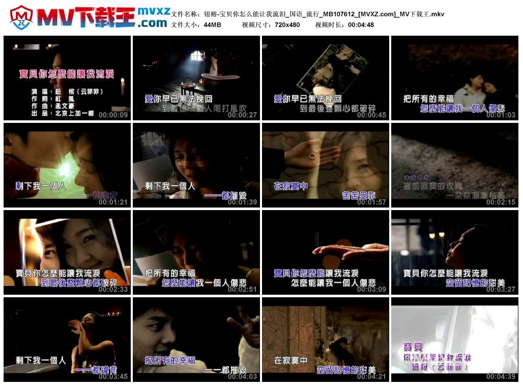 钮榕-宝贝你怎么能让我流泪_国语_流行_MB107612